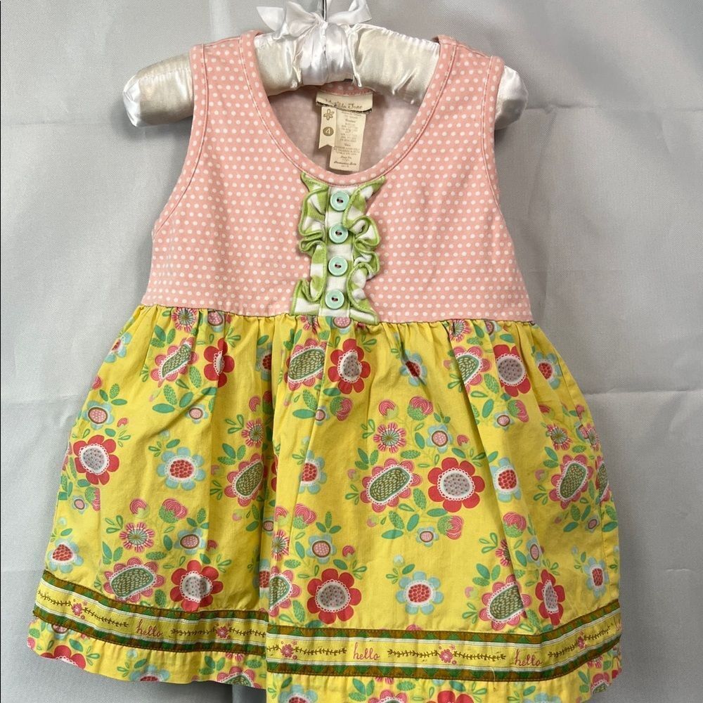 Matilda Jane Amazing Things top pink polka dot and yellow floral prints size 4